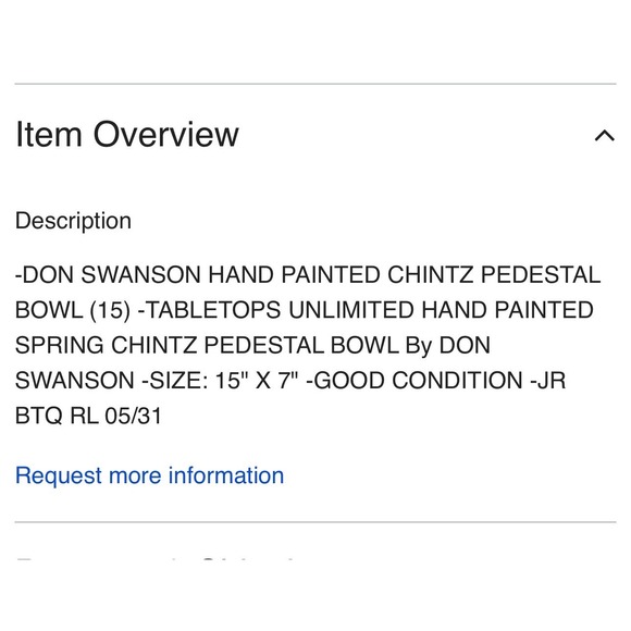 Don Swanson TableTops Unlimited Hand Painted Chintz Pedestal Fruit Bowl Vintsge - Picture 7 of 9